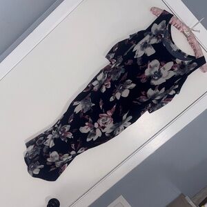 Floral Open Shoulder Maternity Dress - Navy and Floral print